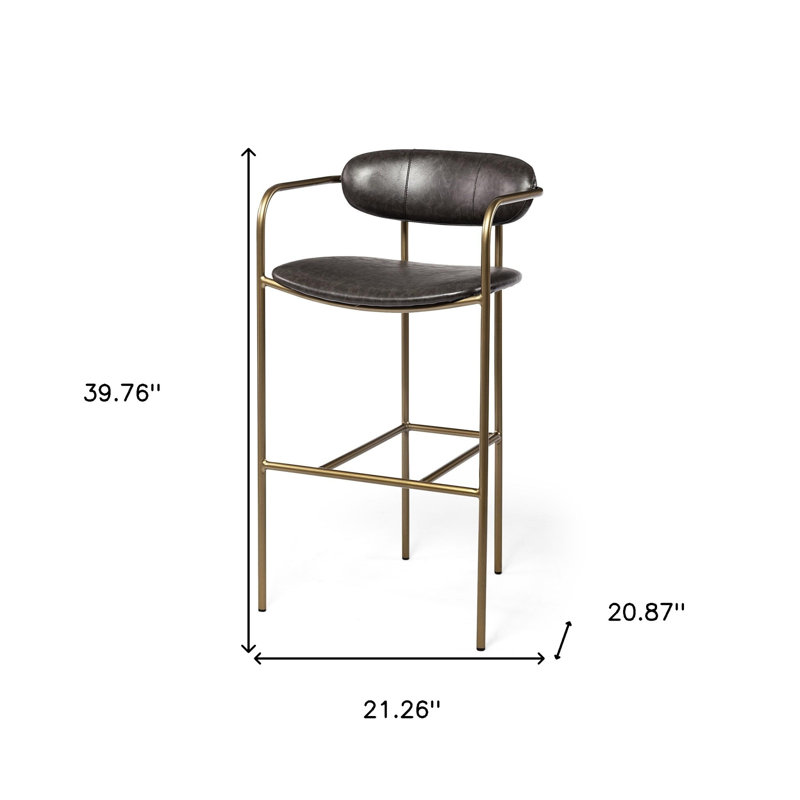 Belarus Upholstered Counter Stool, Dark Brown, Gold, Bar Stool (30" Seat Height)