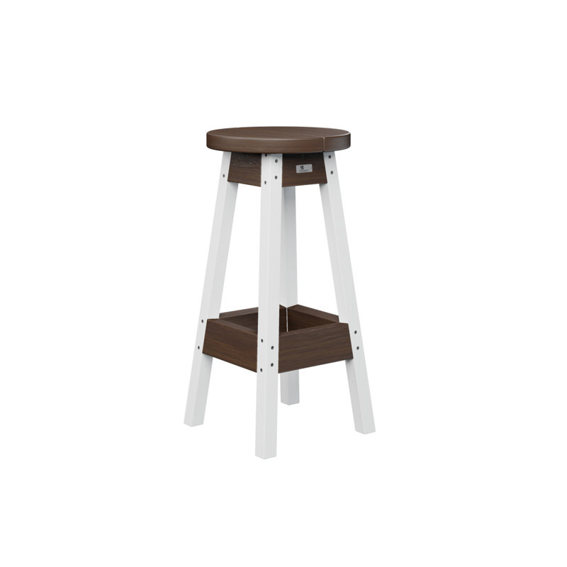  Tabouret de bar régulier régulier en noyer brésilien avec base blanche, Imbuia, 30"