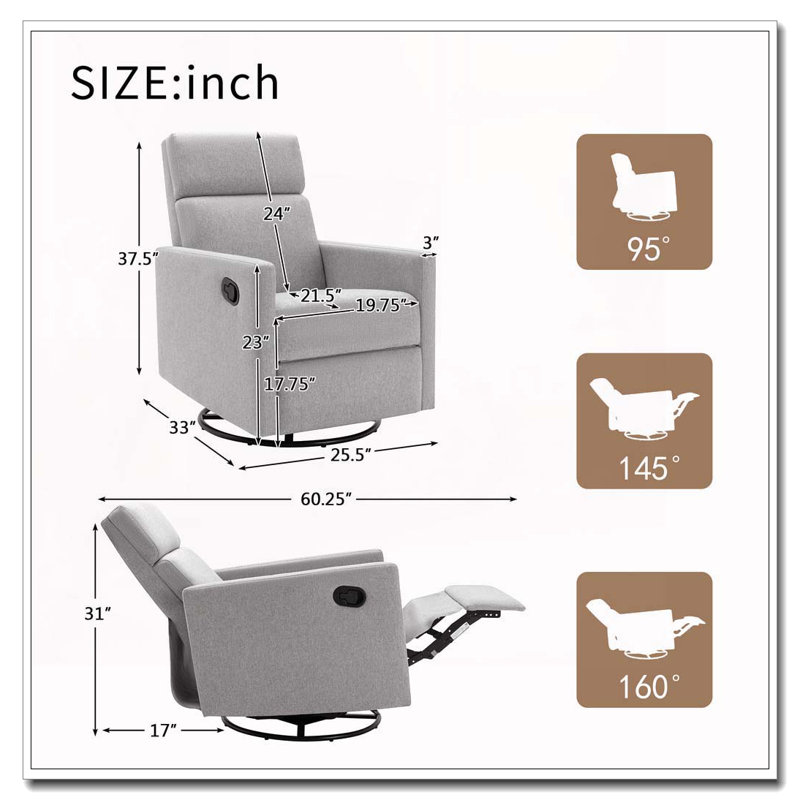 Fauteuil inclinable et pivotant rembourré avec dossier moelleux