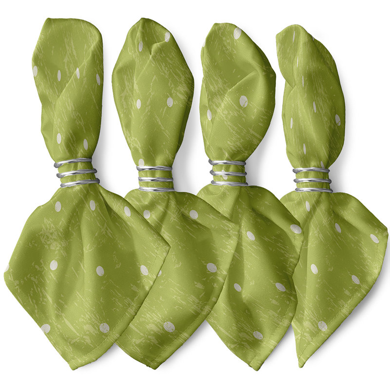 Ensemble de serviettes 4 pièces à motif géométrique Wally Dot, L 18 po x L 18 po, Vert clair