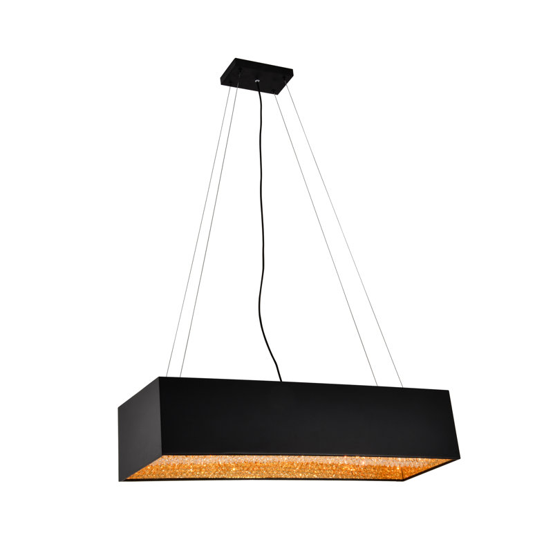 10-Light Black Stainless Steel Chandelier With Clear Crystal Accents, Black