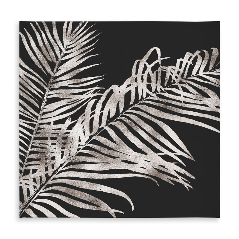 Tropical Gold Leaves Tablecloth | Gray Floral Botanical Decor