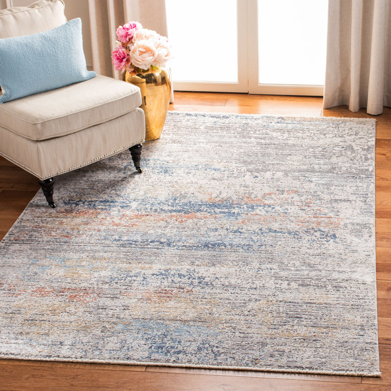 Tapis gris clair Adal, Rond 6 pi 7 po