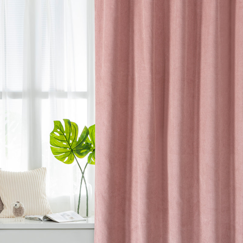 Cotton Room Darkening Curtains / Drapes Pair, 52" W x 84" L, Pink