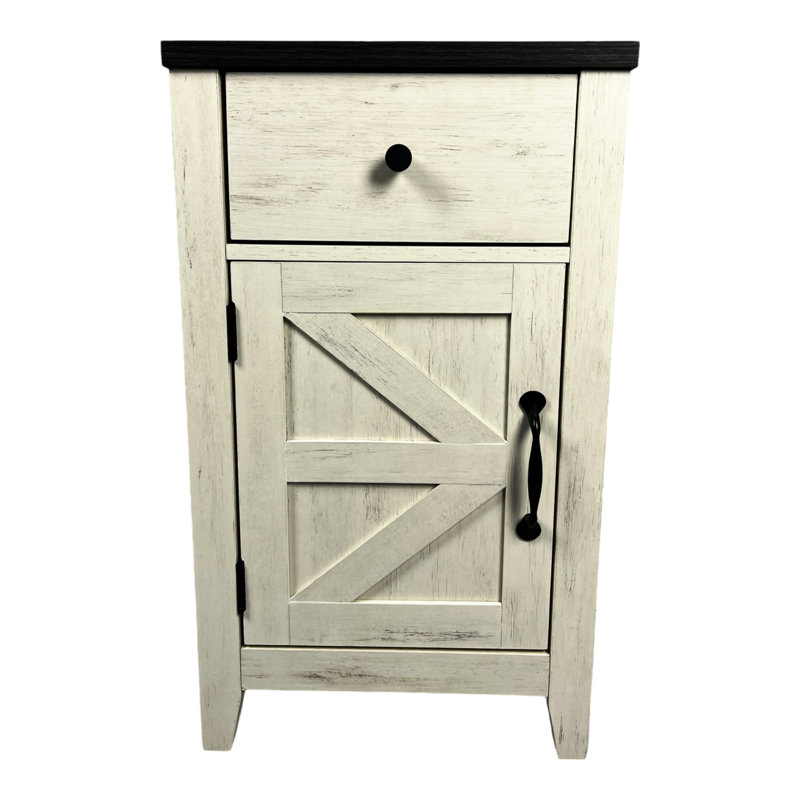 White+Black Side Table With Charging. Modern And Practical For Bedroom Living Charging Ports. Versatile Area