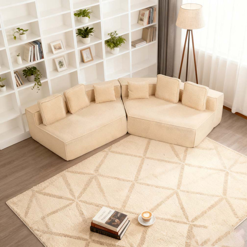 Canapé modulaire surdimensionné de 132 po, Tissu beige