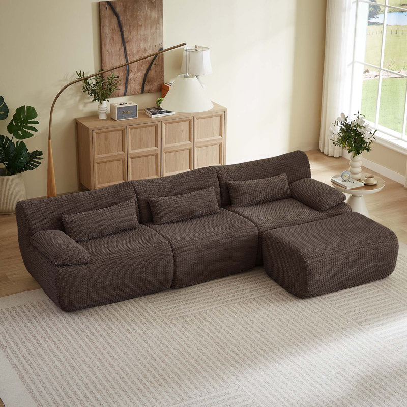Modern Cloud Modular Sofa, Instant Use Ready, Brown
