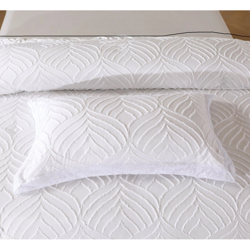Microfiber Bedspread with Pillow Shams Included, Double Bedspread + 2 Standard Shams, White
