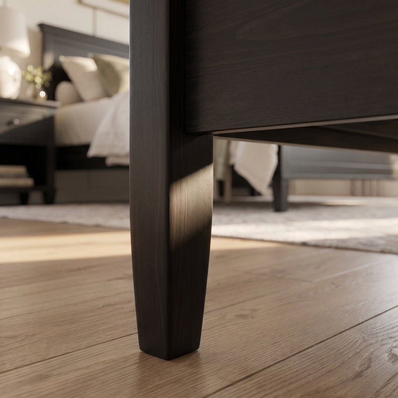 Lit plateforme avec tête de lit Granborough Mid-Century Farmhouse, Grand lit, Noir anthracite