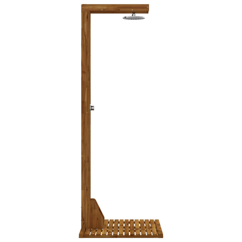 vidaXL Outdoor Shower Solid Acacia Wood and Stainless Steel Garden Poolside, Brown