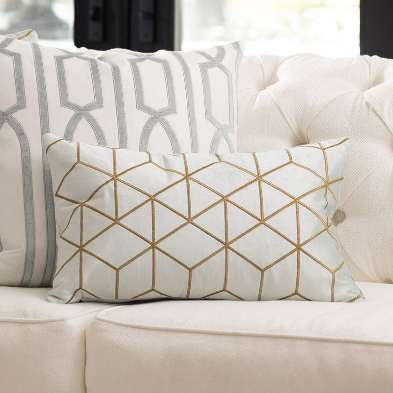 Cube Velvet Pillow Cover & Insert, 14" x 22", Rectangle