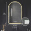 Miroir arqué 28 po x 48 po à DEL pour la salle de bain, affichage de l'heure et de la température, rétroéclairage, antibuée, intensité variable, avec trois températures de couleur