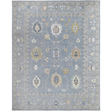 Hand Knotted Wool Area Rug in Silver