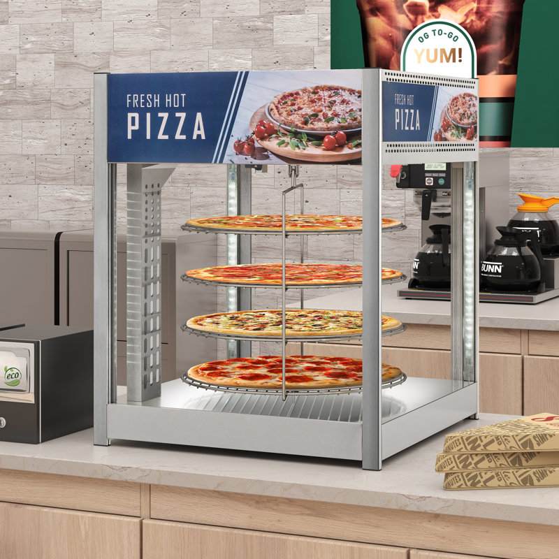 Réchaud à pizza commercial 24 po pour tartes de 18 po avec 4 supports rotatifs en acier inoxydable (km-HPD4-18)