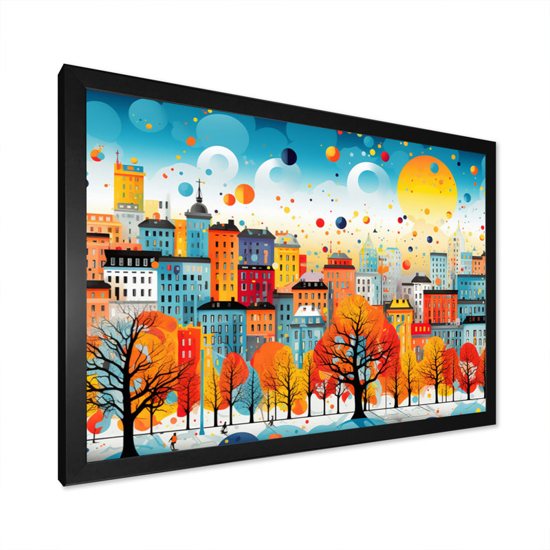 Abstarct City Vienna Popart, reproduction d'art sur toile, Cadre simple noir, H 16 po x l 32 po x P 1 po
