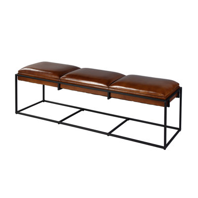 Banc décoratif en cuir et en fer l 62 po Kane