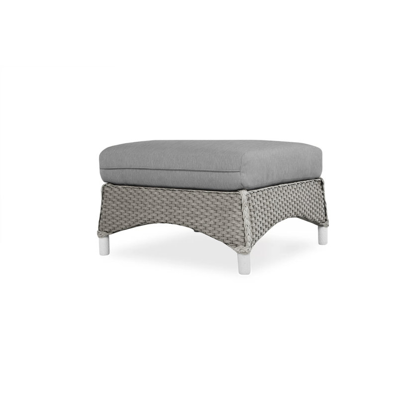 Mandalay Outdoor Ottoman, Sailcloth Salt, Pewter