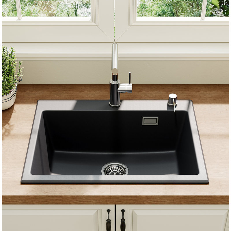 HOROW 60cm Single Bowl Kitchen Sink with Waste Kit and Siphon