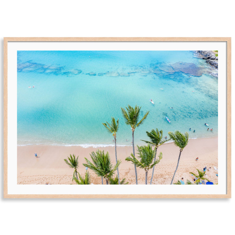 Maui Play Print by Carly Tabak, 25" W x 18" H, Natural Wood