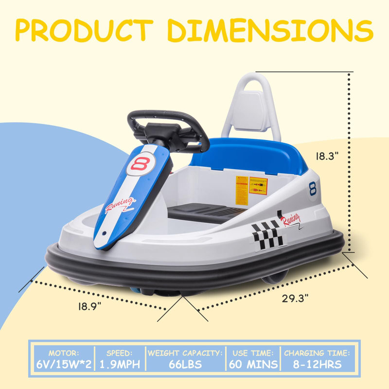 Bumper 6V pour tout-petits, nouvelle conception de jouets électriques, Blanc