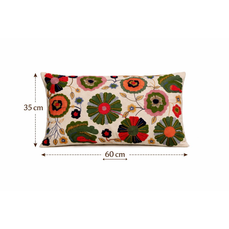 Floral Multi-colored Rectangular Lumbar Cushion