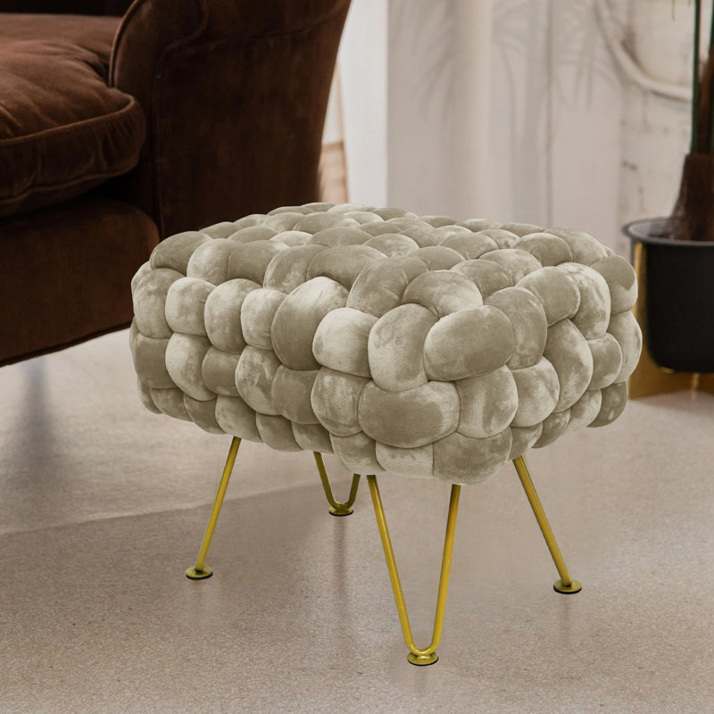 Opheim Velvet Ottoman, Slate Green Velvet