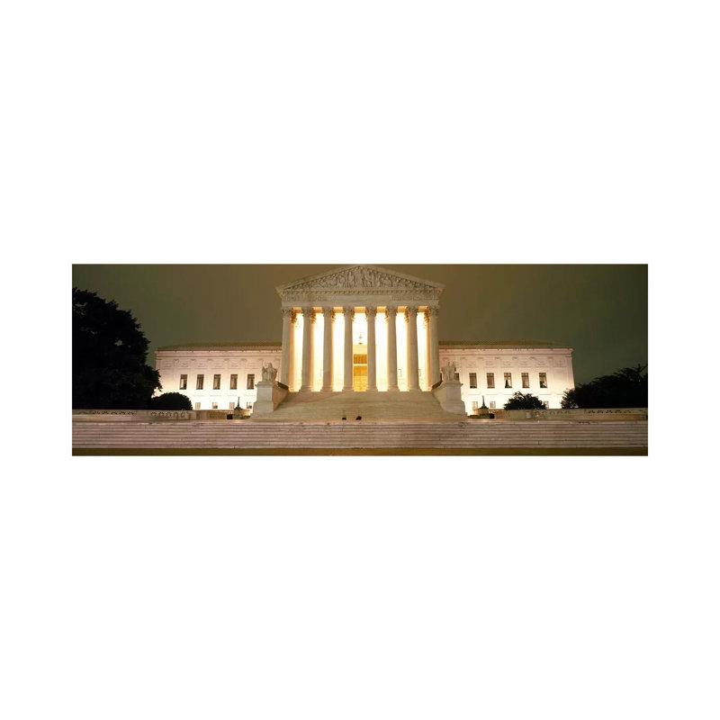 Supreme Court Building Illuminated At Night, Washington DC, USA - Wrapped Canvas Panoramic Print