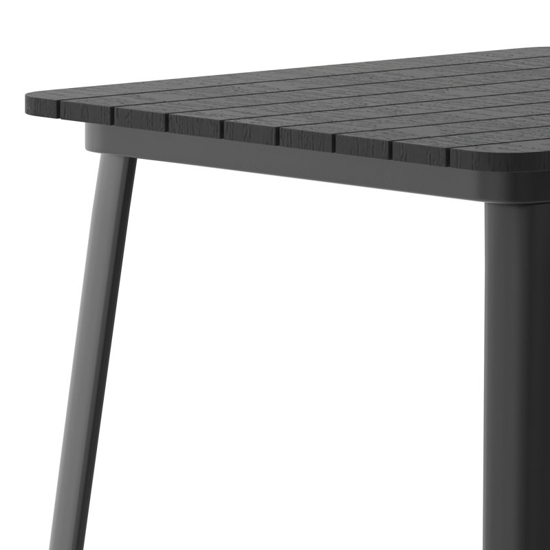 Gwennette 31.5" Square Commercial Poly Bar Top Restaurant Table with Steel Frame, Black