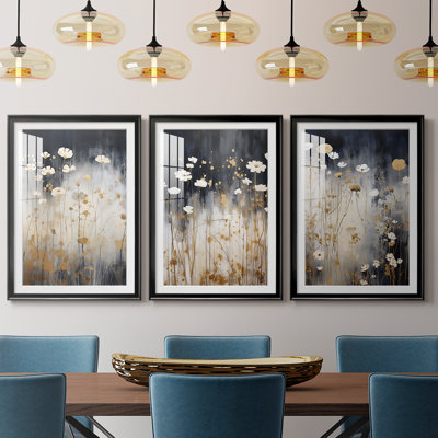 FLORAL Series CDXVI - Impression encadrée sur mesure de qualité supérieure - 3 pièces