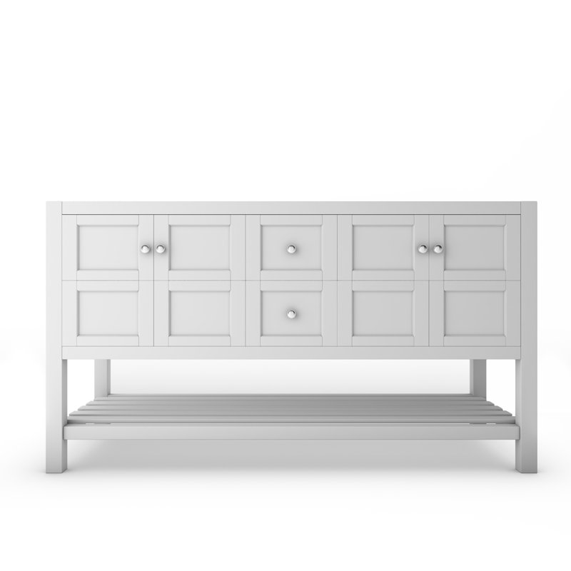 Meuble-lavabo de 60 po Anneus (base seulement), Blanc / Chrome