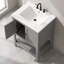 Meuble-lavabo gris de 61 cm (24 pouces) avec lavabo en céramique et cadre en bois massif