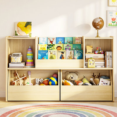 Armoire de rangement pour jouets pour tout-petits, bibliothèque pour enfants à 2 niveaux adaptée aux salles de classe, aux jardins d'enfants, aux chambres d'enfants, aux salles de jeux et aux garderies