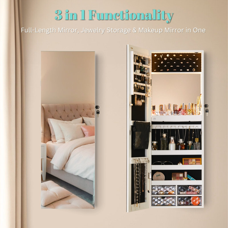 Miroir pleine grandeur avec rangement, Noir