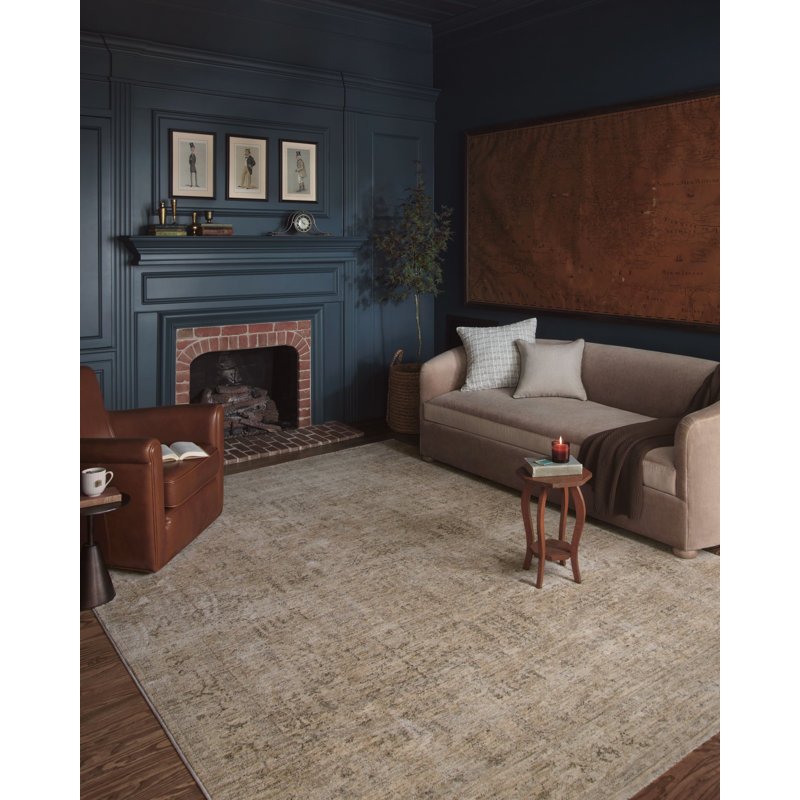 Magnolia Home by Joanna Gaines x Loloi Junie Oatmeal / Smoke Area Rug, Rectangle 9'6" x 13'