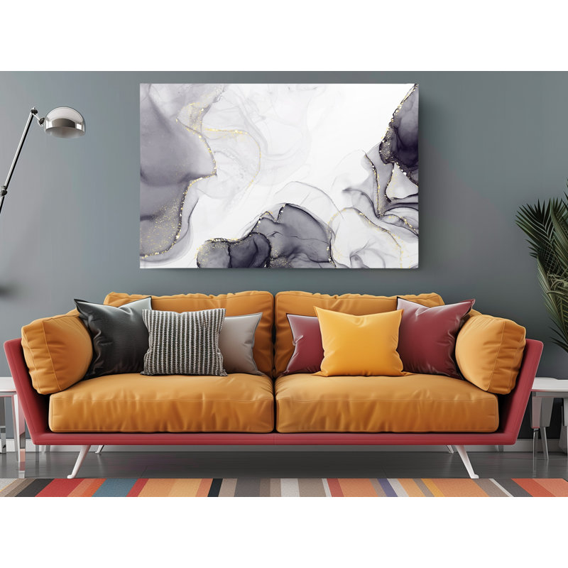 Art moderne sur toile marbré, H 40 po x l 60 po x P 1 po