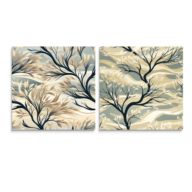 Baume - Ensemble de 2 art mural en verre acrylique, H 16 po x l 33 po