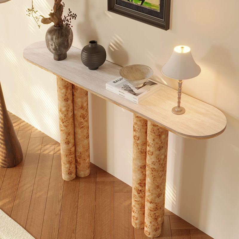 Console Mid-Century moderne en bois manufacturé Burlywood, 39.37