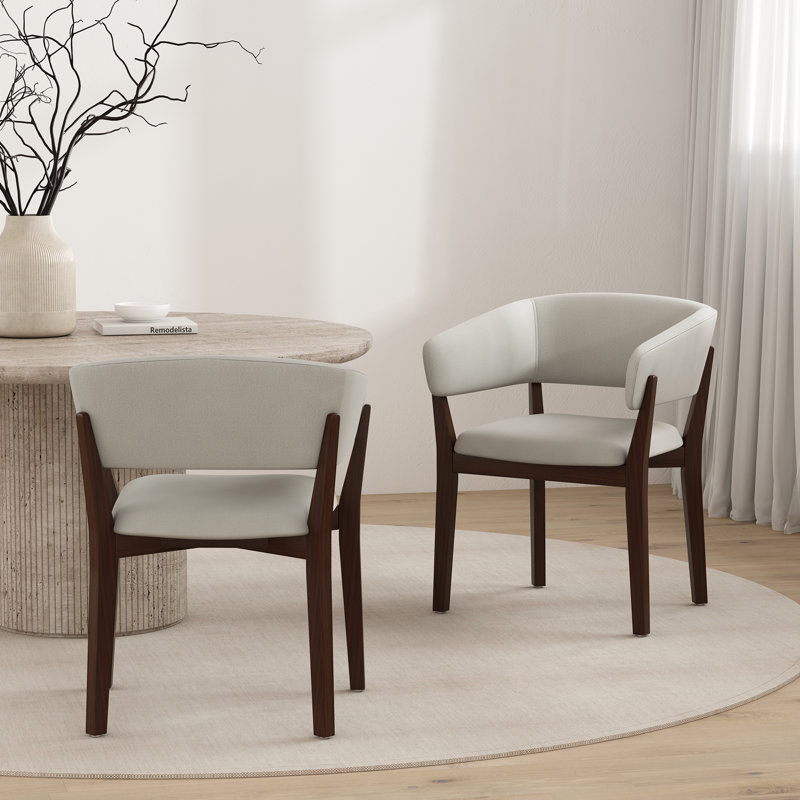 Fauteuil de salle à manger rembourré Blake, Grège
