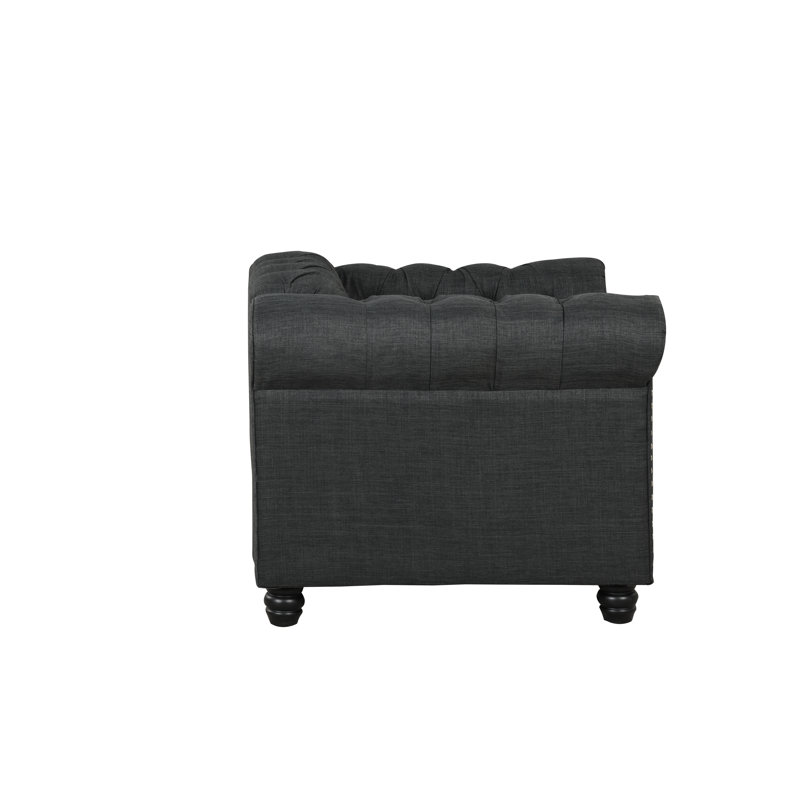 Fauteuil en lin touffeté 39 po, Gris foncé