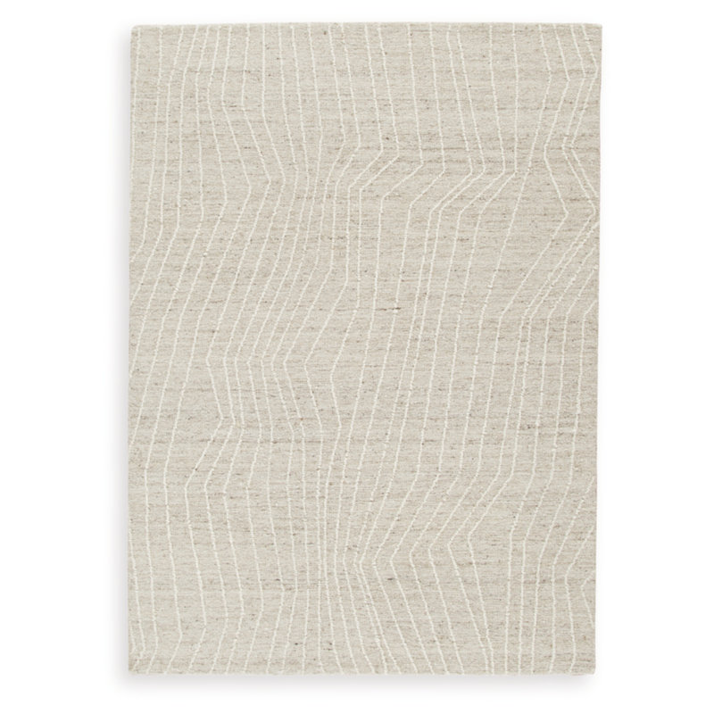 Gray and Ivory Abstract Tufted Wool 5' x 7' Rug