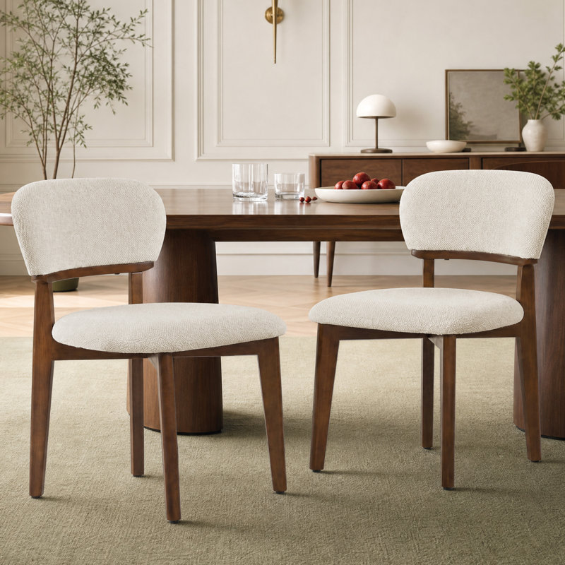Chaise de salle à manger moderne mi-siècle en boucle avec pieds en bois renforcés par une entretoise transversale (ensemble de 2)