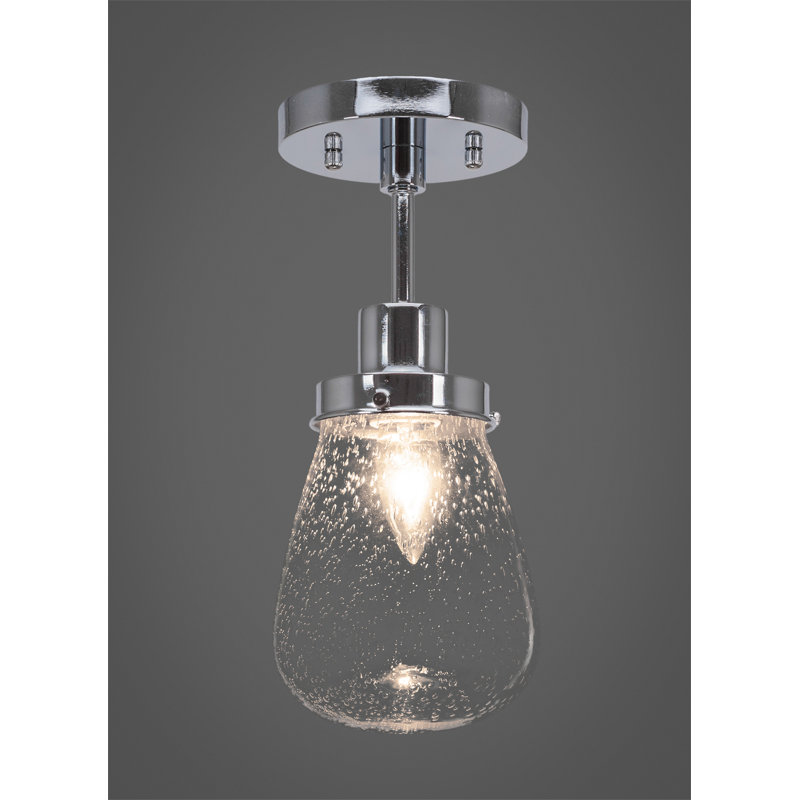 Elwell 1 Light Semi-Flush Shown With 5"Glass, Chrome, Clear