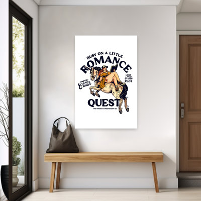 Romance Quest Bookish Smut Reader Gift Playful Retro Vintage Horse Wall Art Print 1 Piece Wrapped Canvas Wall Art