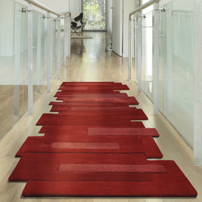 Runner Pebbles Geometric Wool Hand Woven Area Rug