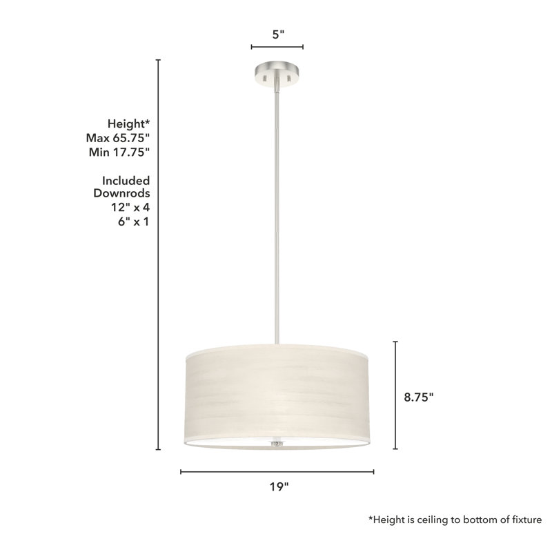 Solhaven 3 - Light Shaded Drum Pendant, Bleached Alder