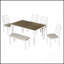 Ensemble de table de salle à manger 6 pièces avec 4 chaises et banc rembourrés, design rustique chic pour un décor de maison de campagne moderne