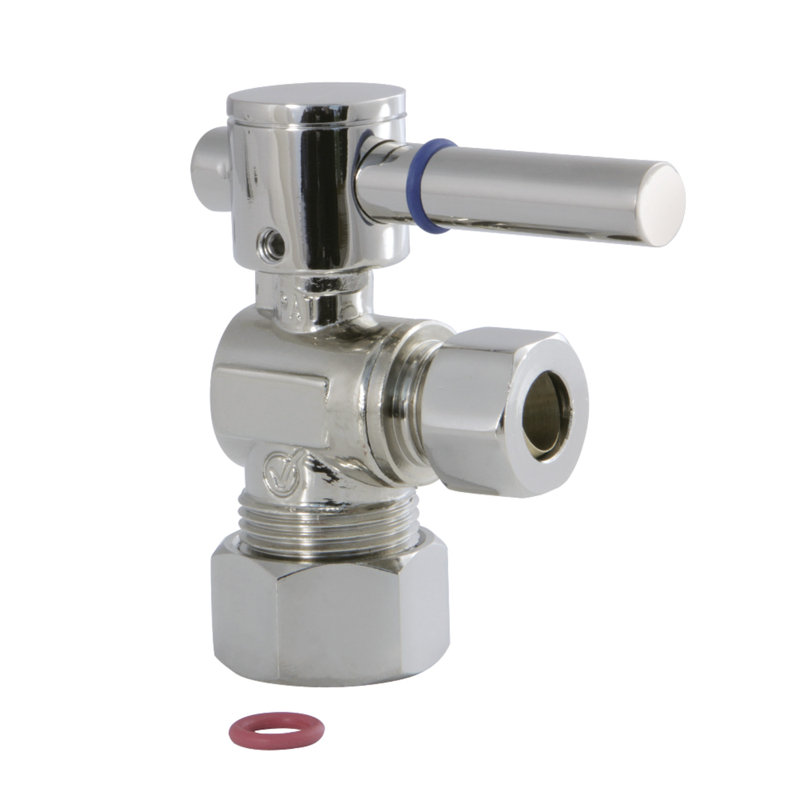 Kingston Brass Concord 5/8-Inch OD Comp x 3/8-Inch OD Comp Quarter-Turn Angle Stop Valve, Polished Nickel