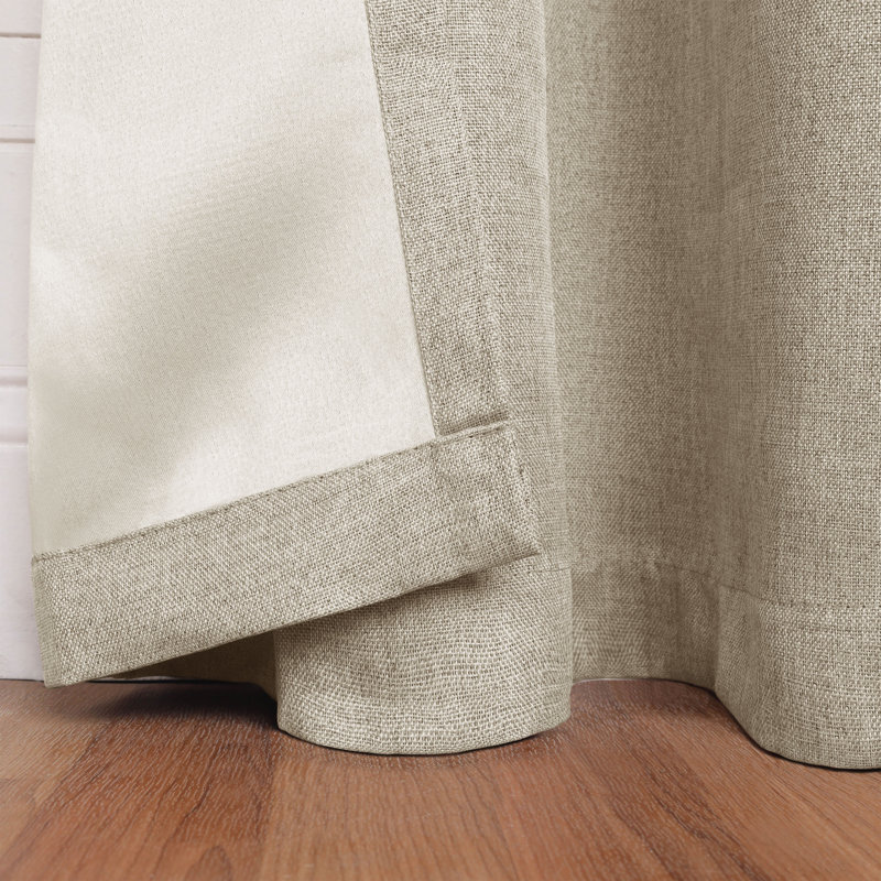 Frosted Almond Linen Pattern Blackout Curtain Panels, 26" x 63"