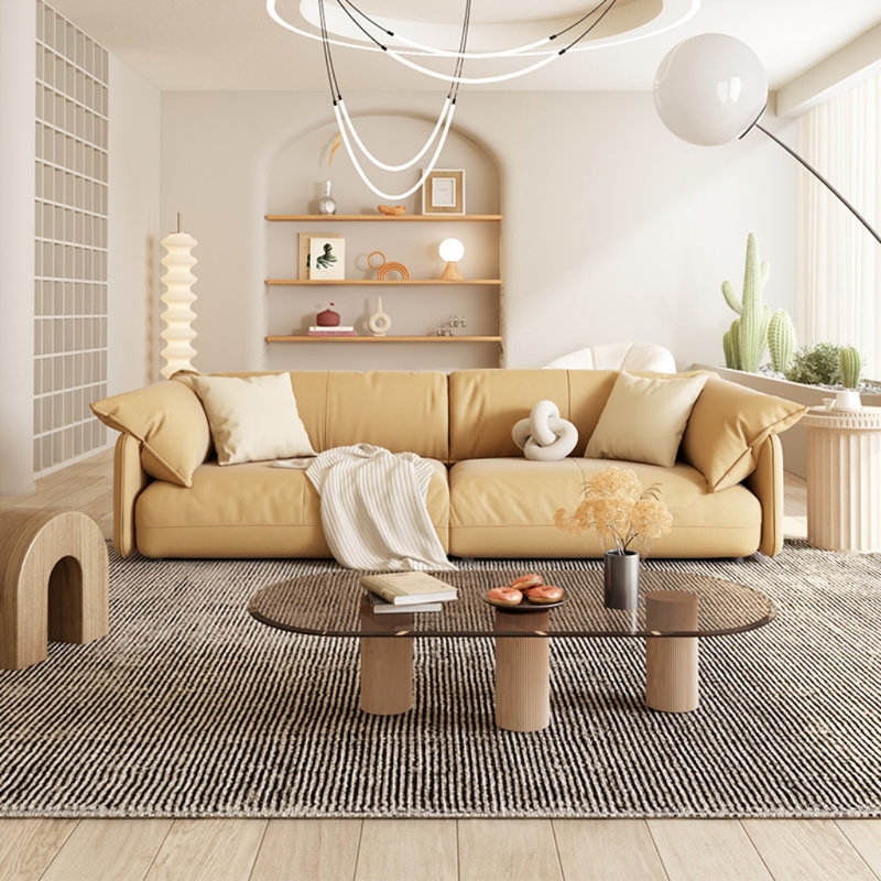 Canapé de salon moderne de style crème minimaliste, Jaune