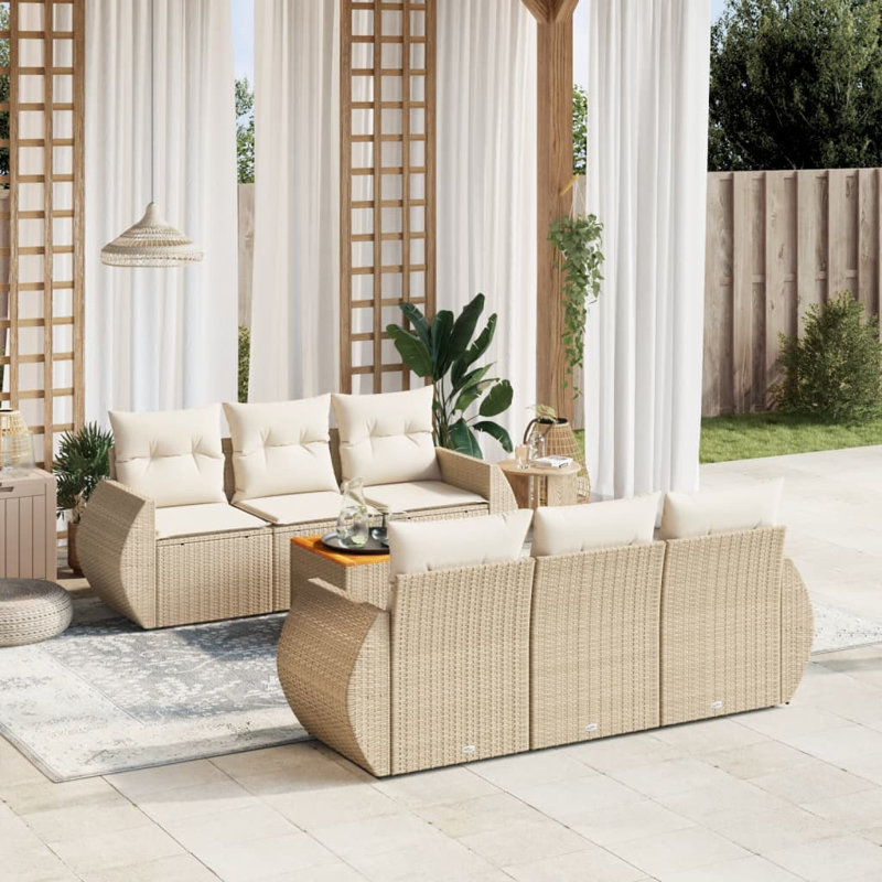  Ensemble de canapé de jardin modulaire en PE rotin beige